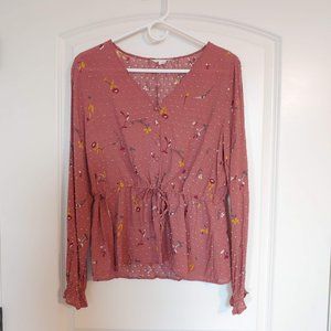 Cinched Waist Floral Blouse